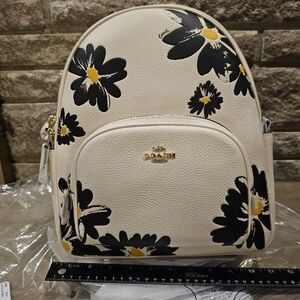 Coach Cream and Black Daisy Full Size Backpack NWT